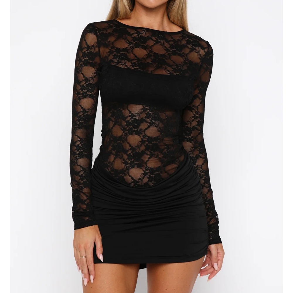 White Fox Boutique Black Lace Mini Dress